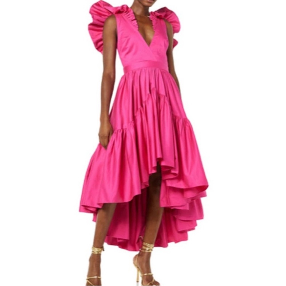 Making the Cut XXL Sienna Li Hot Pink V-neck Ruffle Wedding Guest Dress NWT